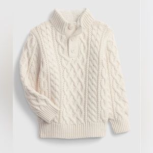 New! Baby Gap Mockneck cable-knit sweater, cotton and wool, beige, boy 5 years